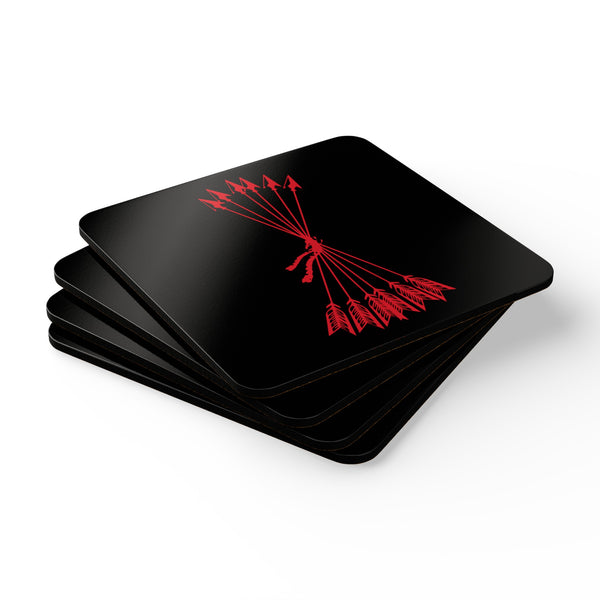 HSI SRT SIXREDARROWS CORKWOOD COASTER SET