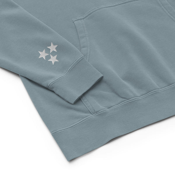 JRT Tristar Embroidered Slate Blue Pigment-Dyed Hoodie